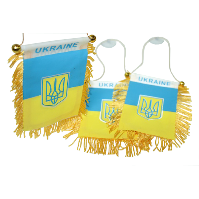 Флажок на присоске с бахромой UKRAINE 12х8см